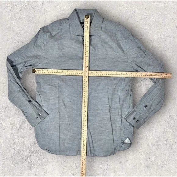 JOHN VARVATOS Sz 16x32-33 MENS Dress Shirt Gray Lightweight Cotton Button - Picture 5 of 12